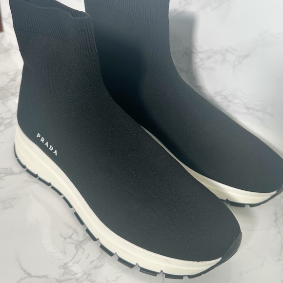 Prada Black Knit High-Top Sneakers - Picture 14 of 16